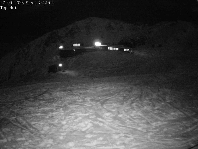 Mt Olympus Top Hut snow cam captured at 27 September 2026 at 11:46 pm NZDT
