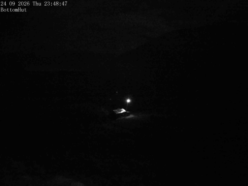 Mt Olympus Bottom Hut Car Park snow cam captured at 24 September 2026 at 11:56 pm NZST