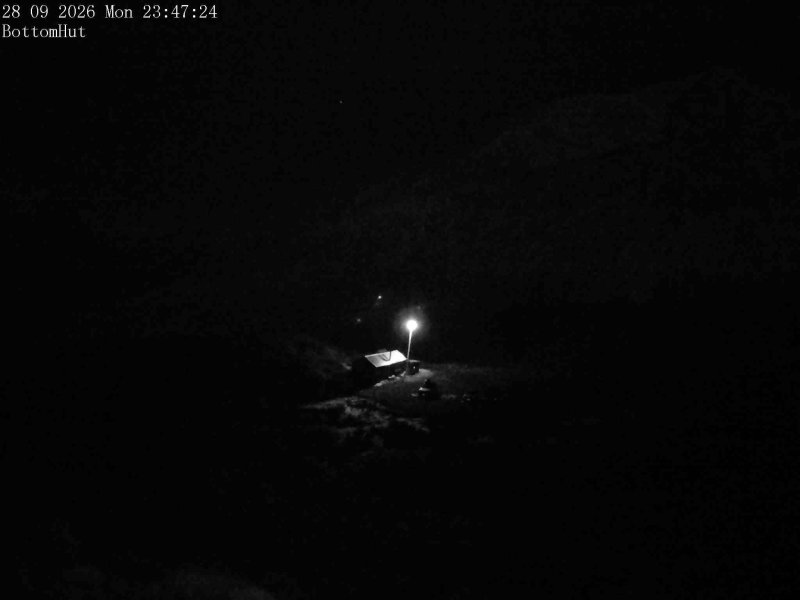 Mt Olympus Bottom Hut Car Park snow cam captured at 28 September 2026 at 11:52 pm NZDT