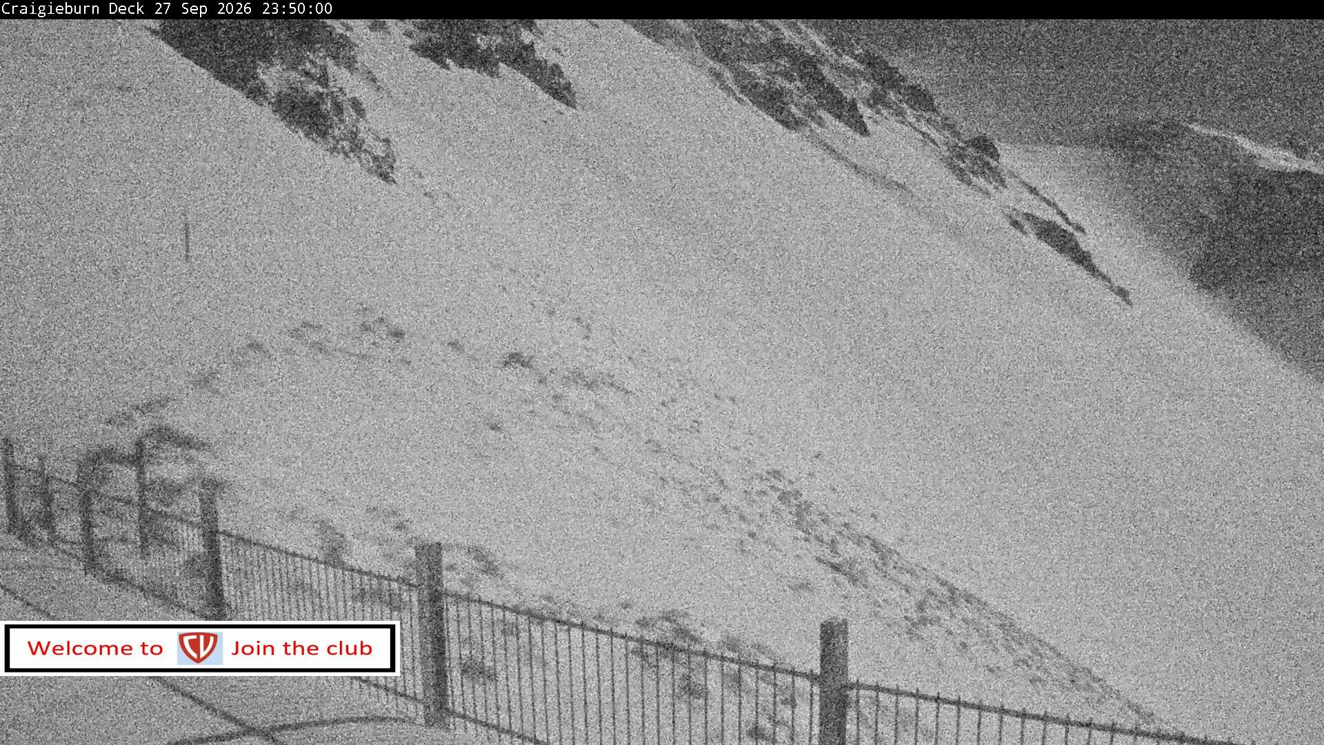 Craigieburn Valley Day Lodge snow cam captured at 27 September 2026 at 11:55 pm NZDT