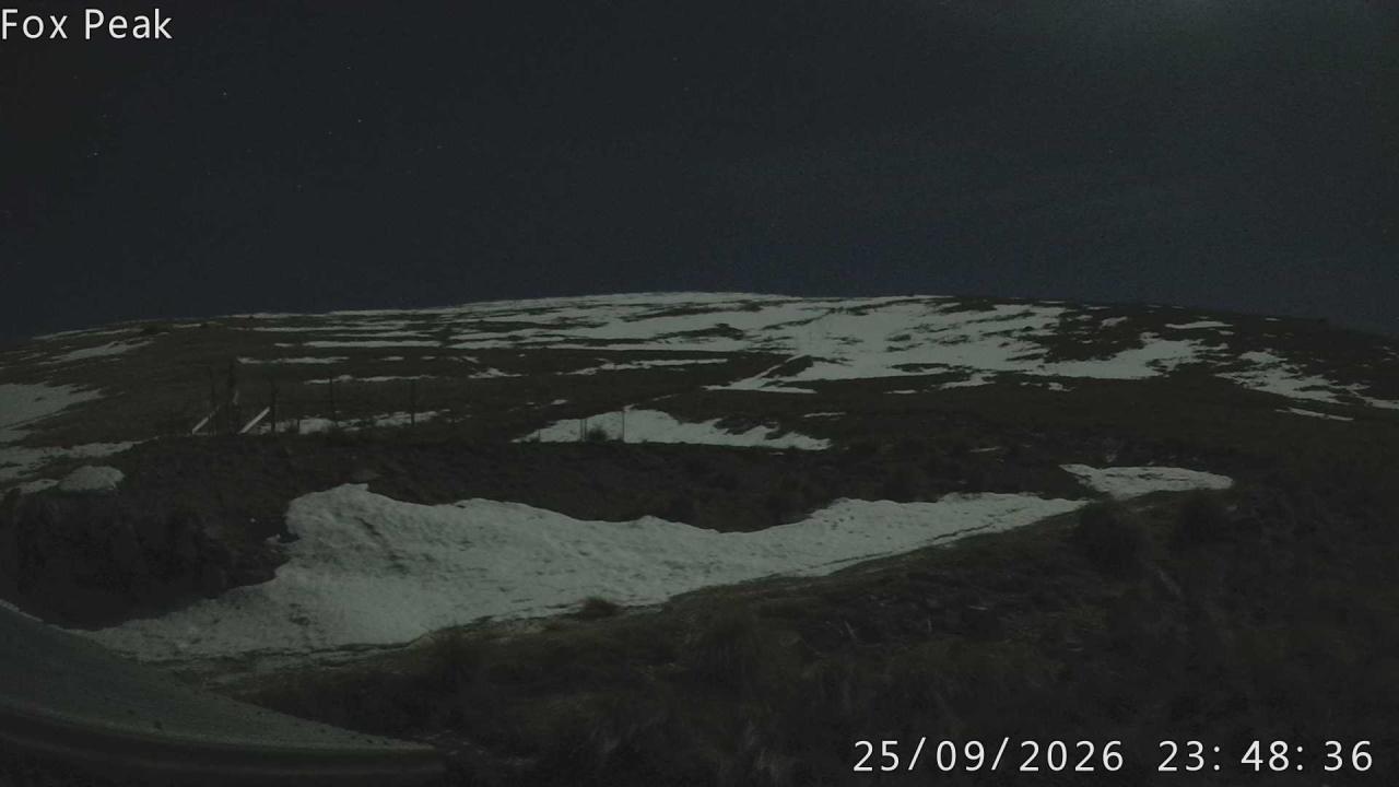 Fox Peak Shirt Front snow cam captured at 25 September 2026 at 11:54 pm NZST