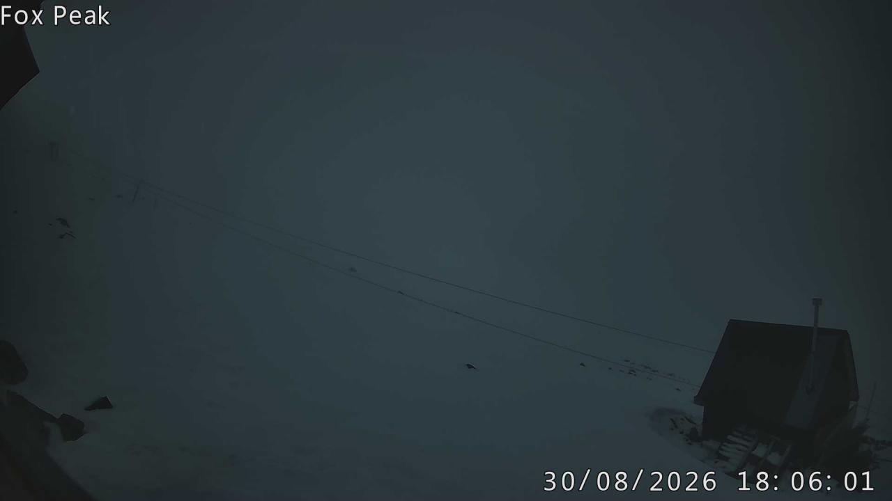 Fox Peak Apex snow cam captured at 8 September 2026 at 6:00 pm NZST