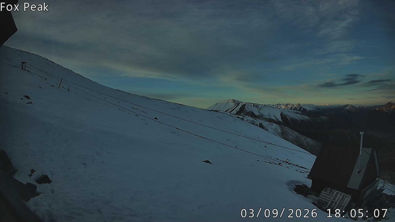 Fox Peak Apex snow cam captured at 12 September 2026 at 5:59 pm NZST