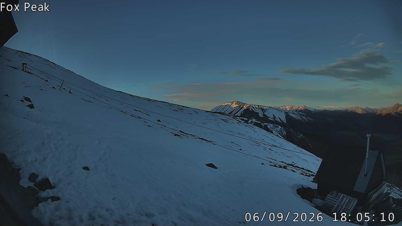Fox Peak Apex snow cam captured at 15 September 2026 at 5:58 pm NZST