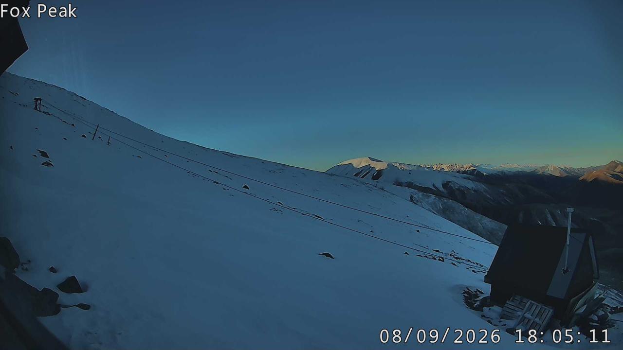Fox Peak Apex snow cam captured at 17 September 2026 at 5:58 pm NZST