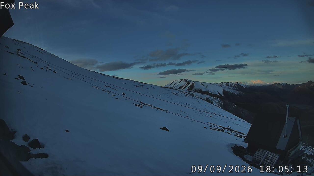 Fox Peak Apex snow cam captured at 18 September 2026 at 5:58 pm NZST