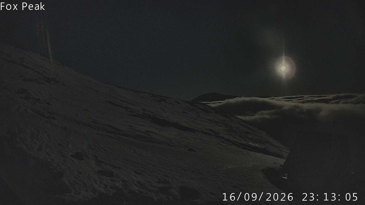 Fox Peak Apex snow cam captured at 29 September 2026 at 11:57 pm NZDT