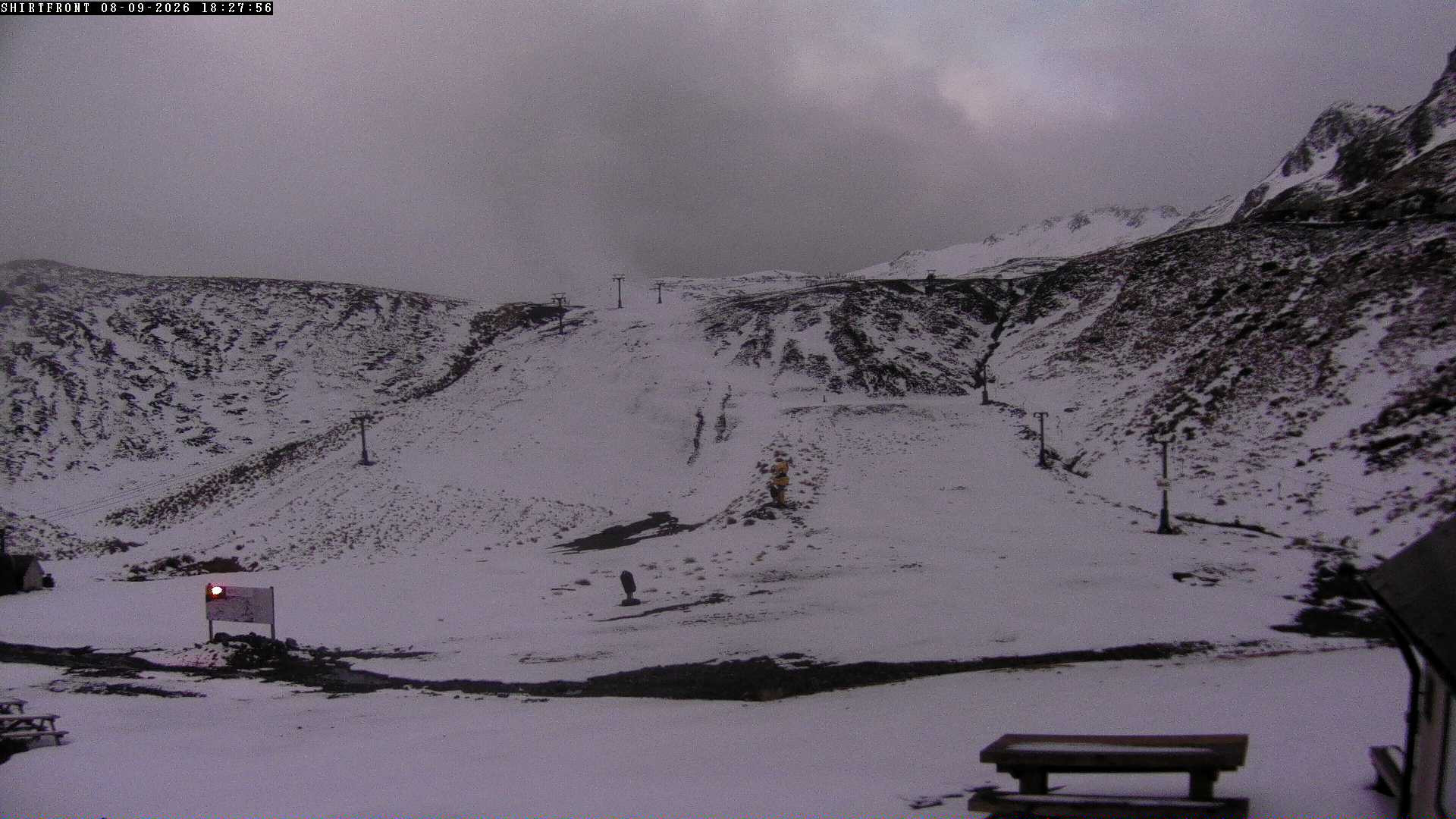 Rainbow Shirt Front snow cam captured at 8 September 2026 at 6:30 pm NZST