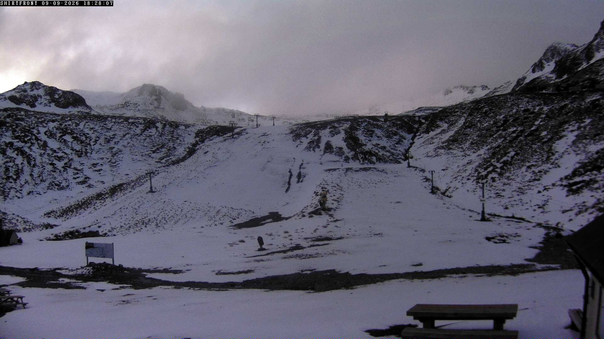 Rainbow Shirt Front snow cam captured at 9 September 2026 at 6:31 pm NZST