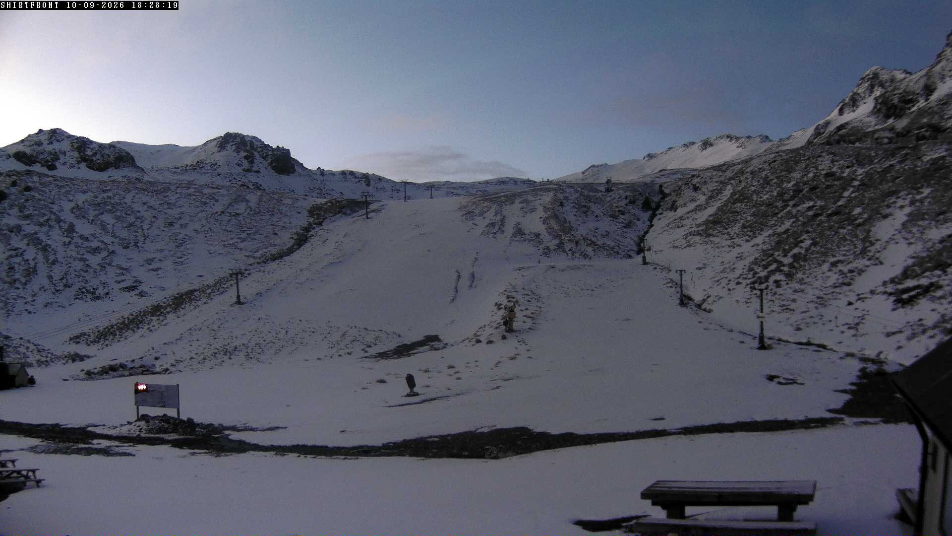 Rainbow Shirt Front snow cam captured at 10 September 2026 at 6:30 pm NZST