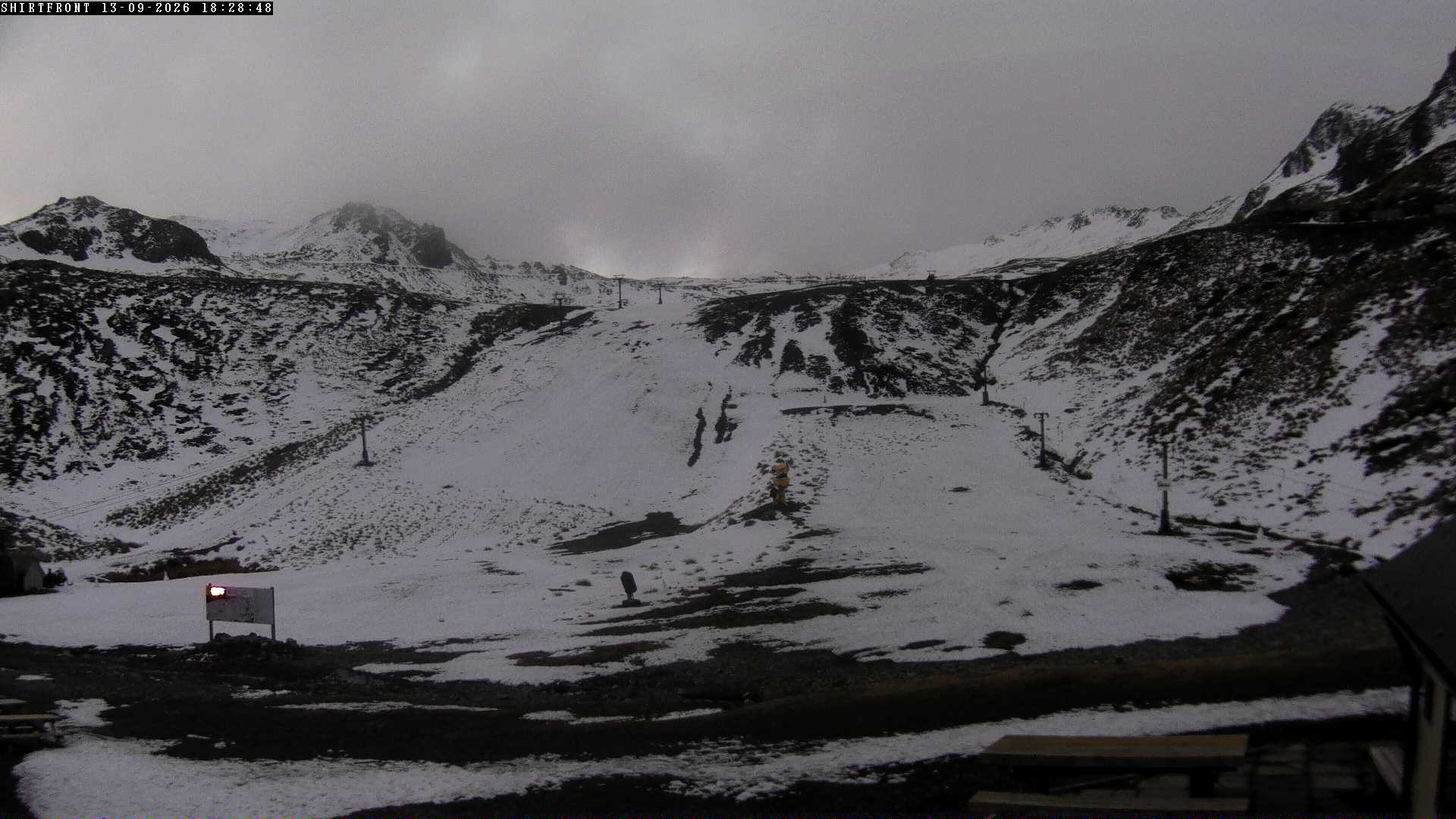 Rainbow Shirt Front snow cam captured at 13 September 2026 at 6:34 pm NZST