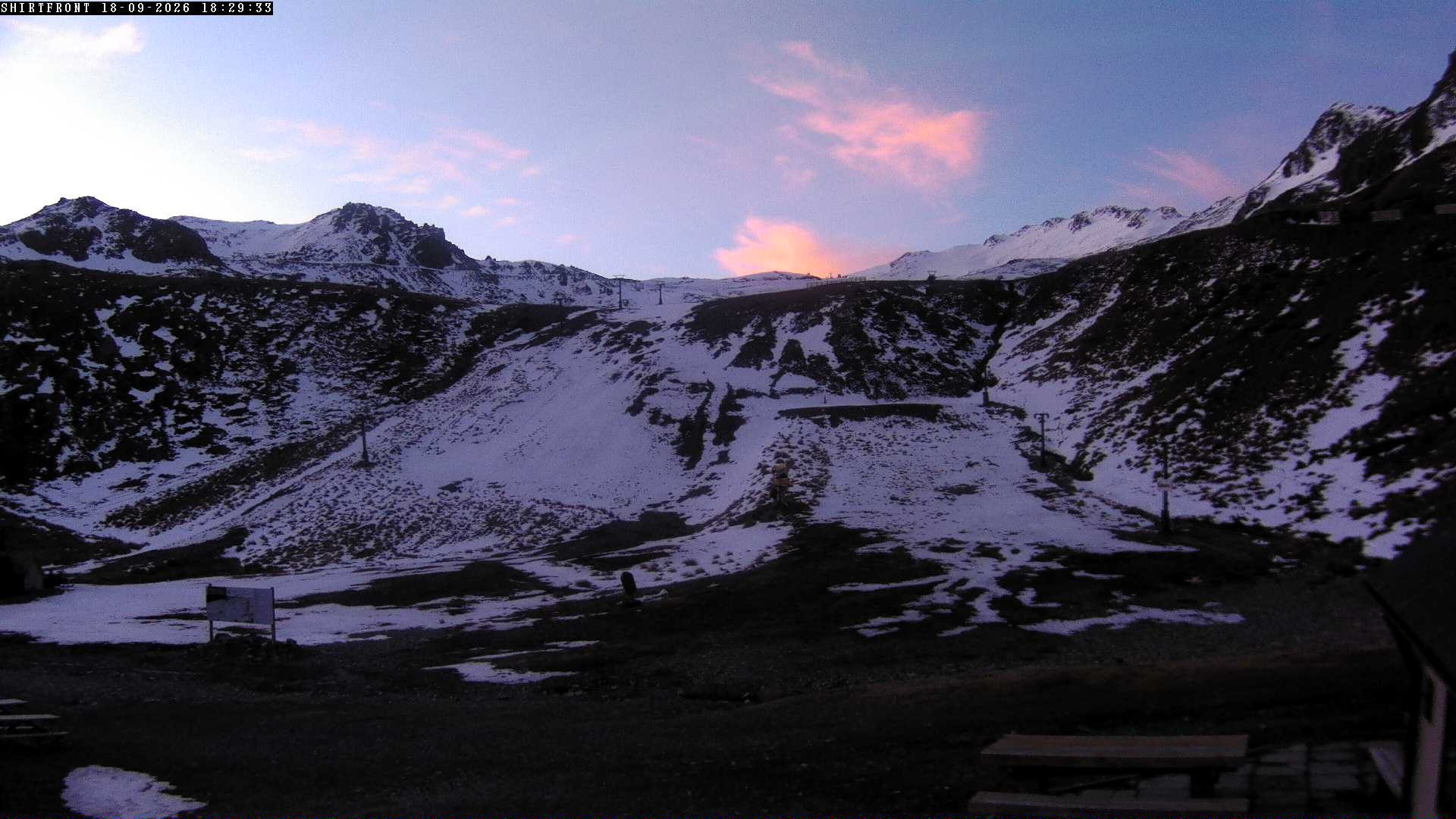 Rainbow Shirt Front snow cam captured at 18 September 2026 at 6:30 pm NZST