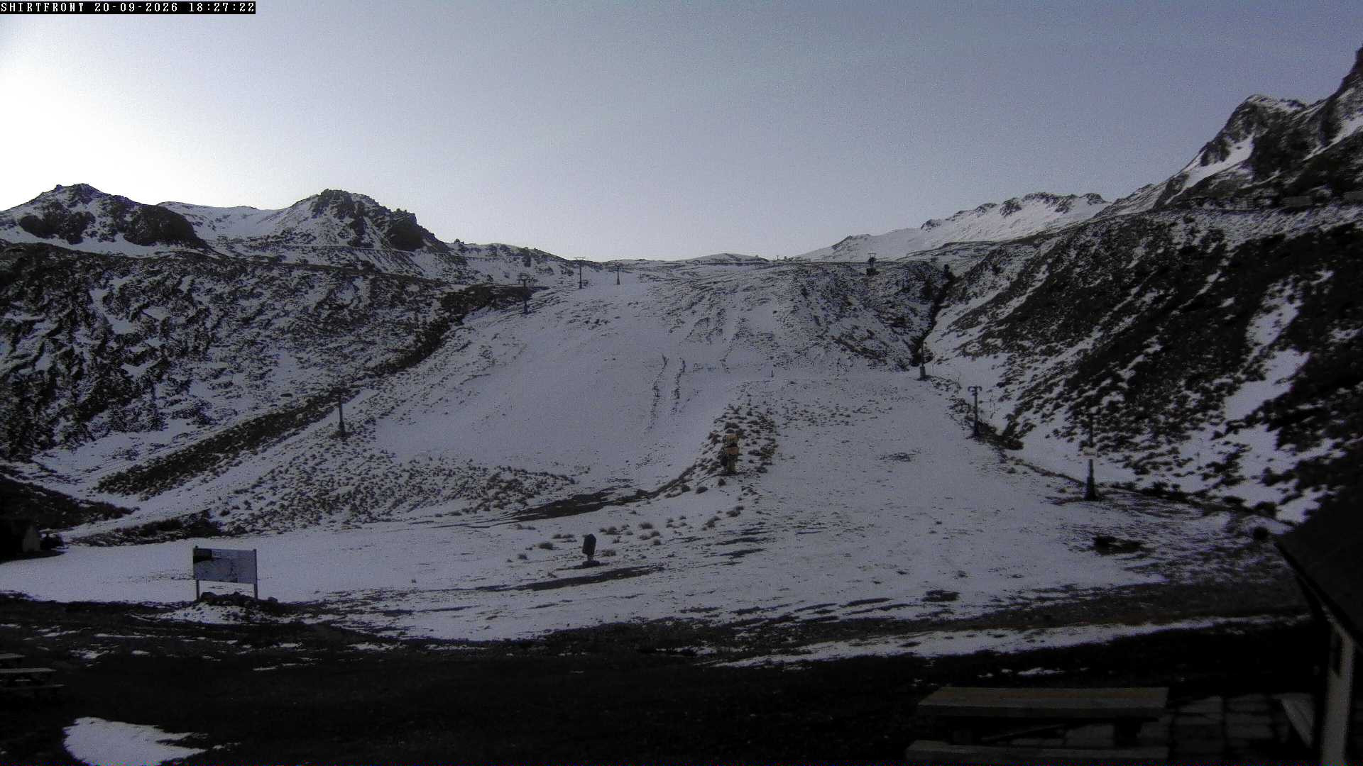 Rainbow Shirt Front snow cam captured at 20 September 2026 at 6:30 pm NZST