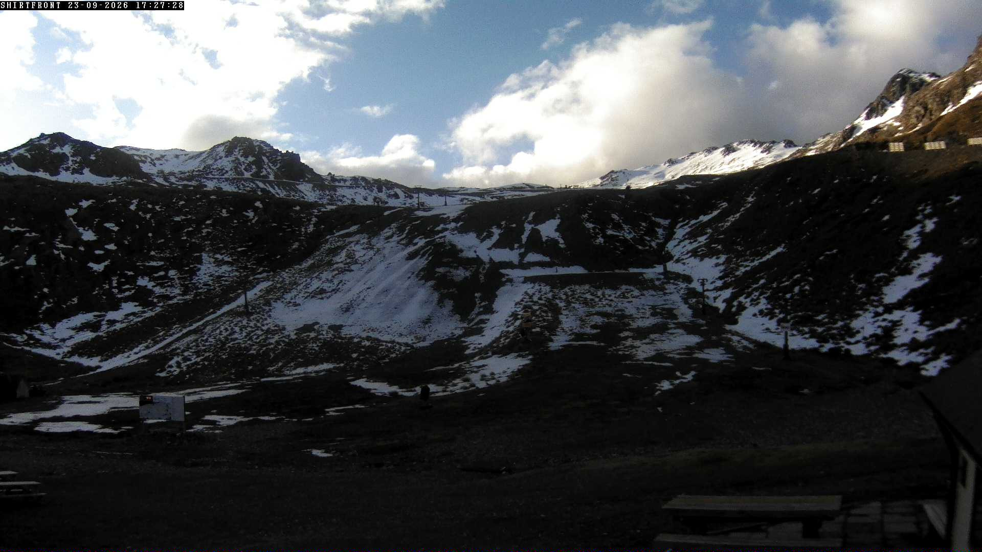 Rainbow Shirt Front snow cam captured at 23 September 2026 at 5:30 pm NZST