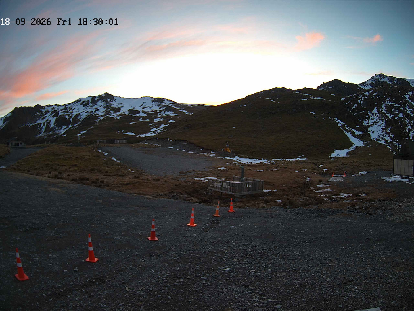 Rainbow Learners Slope snow cam captured at 18 September 2026 at 6:34 pm NZST