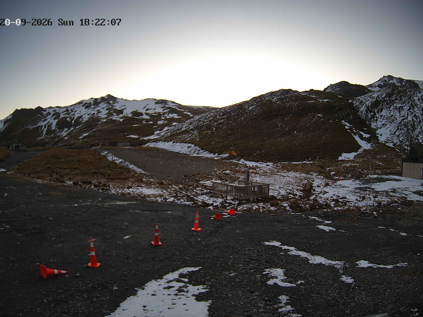 Rainbow Learners Slope snow cam captured at 20 September 2026 at 6:24 pm NZST