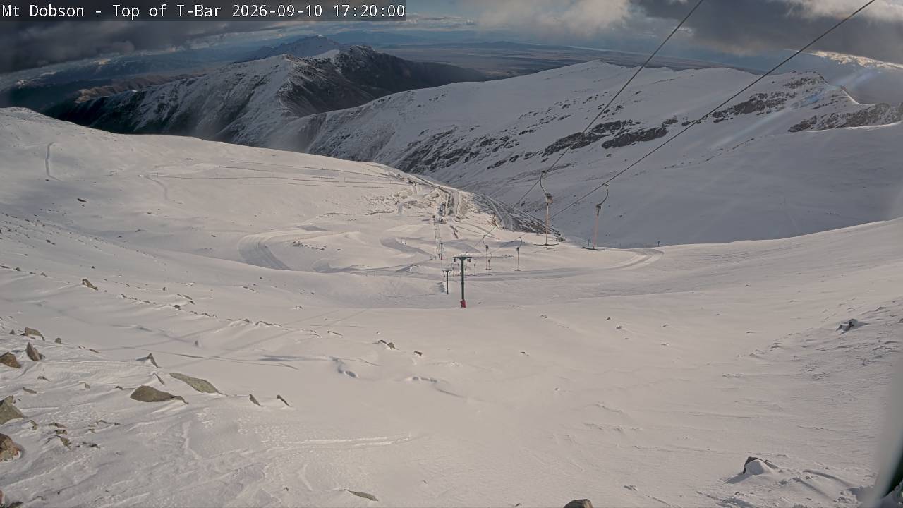 Mt Dobson Webcam 1 snow cam captured at 10 September 2026 at 5:23 pm NZST