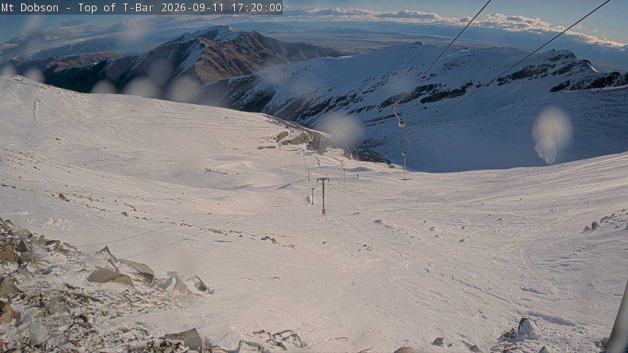 Mt Dobson Webcam 1 snow cam captured at 11 September 2026 at 5:23 pm NZST