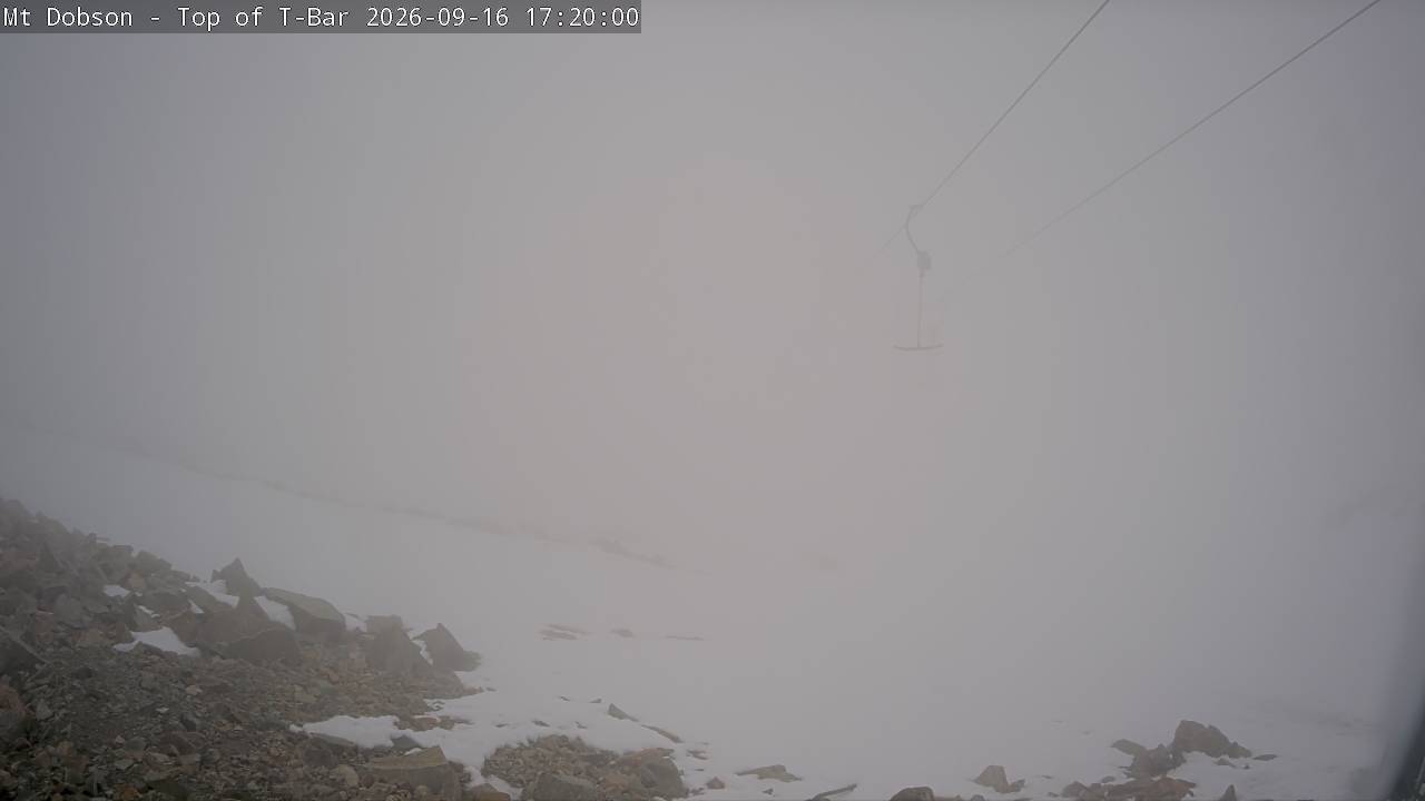 Mt Dobson Webcam 1 snow cam captured at 16 September 2026 at 5:20 pm NZST