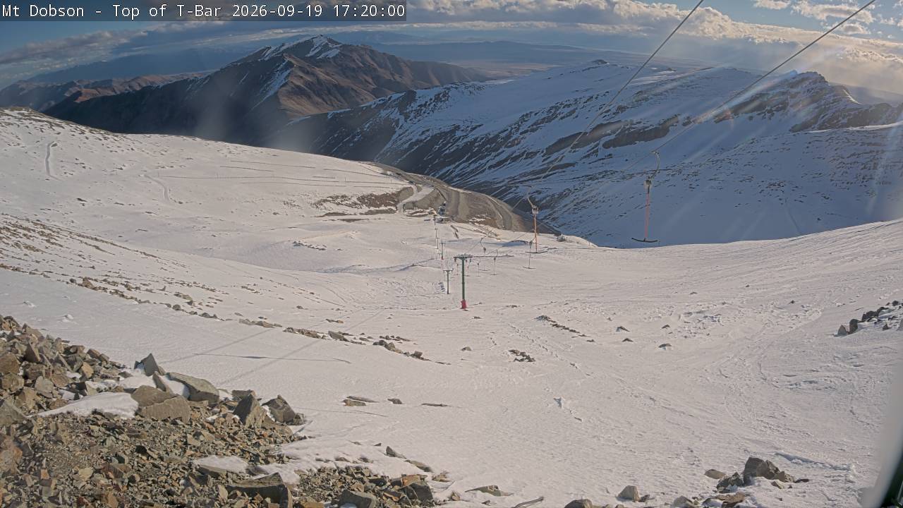 Mt Dobson Webcam 1 snow cam captured at 19 September 2026 at 5:25 pm NZST