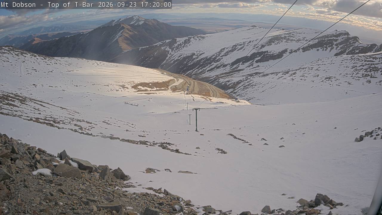 Mt Dobson Webcam 1 snow cam captured at 23 September 2026 at 5:24 pm NZST