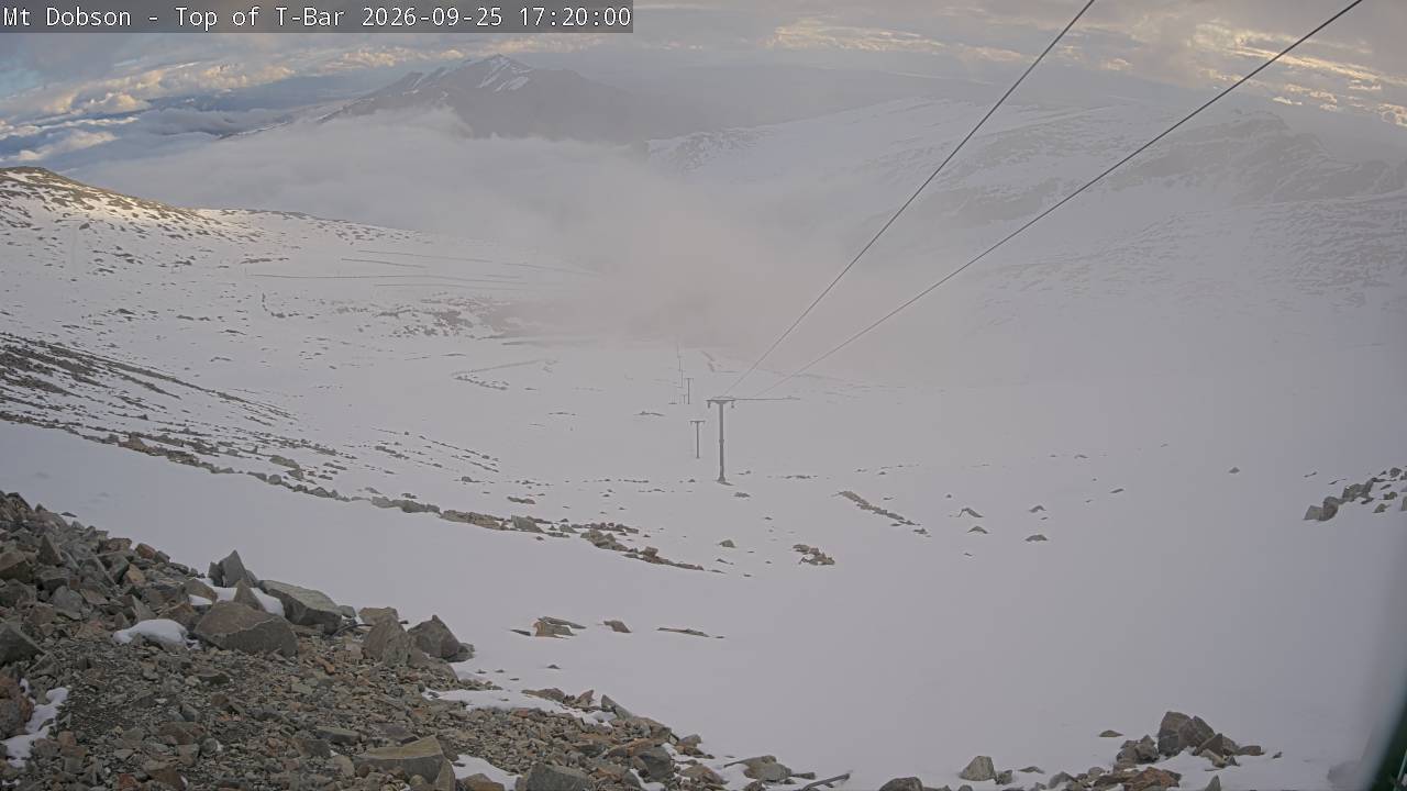 Mt Dobson Webcam 1 snow cam captured at 25 September 2026 at 5:20 pm NZST