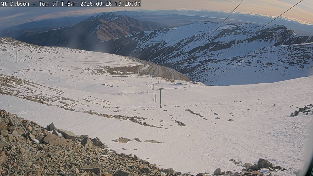Mt Dobson Webcam 1 snow cam captured at 26 September 2026 at 5:20 pm NZST