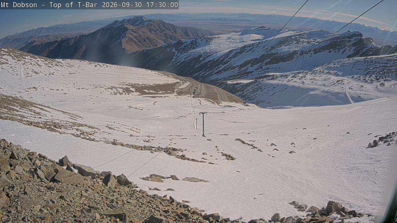 Mt Dobson Webcam 1 snow cam captured at 30 September 2026 at 5:31 pm NZDT