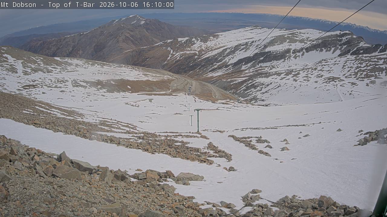 Mt Dobson Webcam 1 snow cam captured at 6 October 2026 at 4:14 pm NZDT