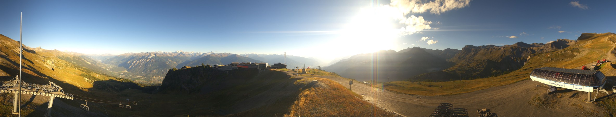 Crans Montana RM (CMA) SA La Nationale snow cam captured at 15 September 2026 at 6:14 pm GMT+2