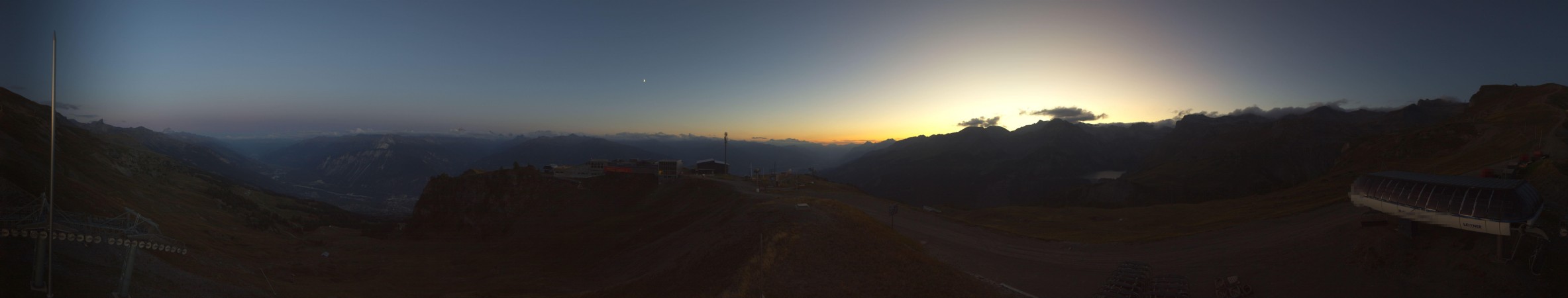 Crans Montana RM (CMA) SA La Nationale snow cam captured at 18 September 2026 at 7:58 pm GMT+2