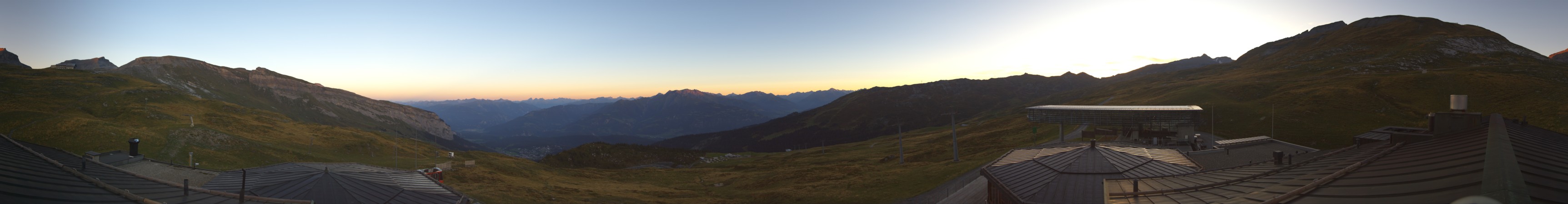 Laax Flims Falera - Weisse Arena Berghaus Nagens snow cam captured at 12 September 2026 at 7:42 pm GMT+2