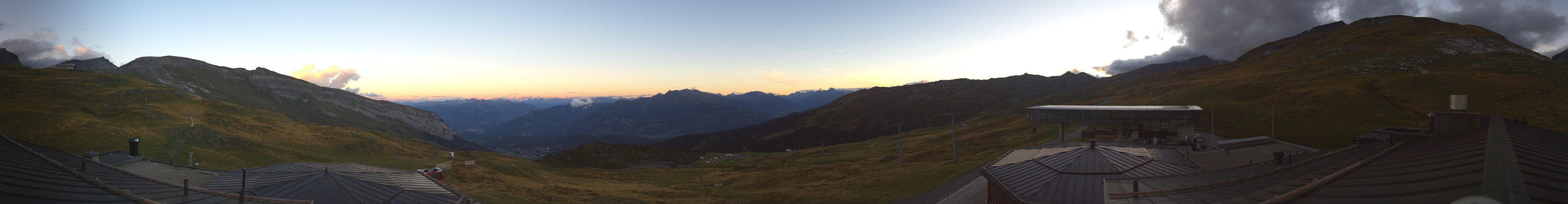 Laax Flims Falera - Weisse Arena Berghaus Nagens snow cam captured at 14 September 2026 at 7:53 pm GMT+2