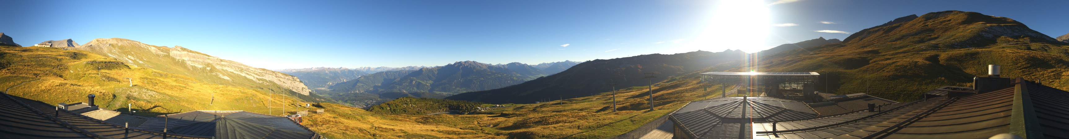 Laax Flims Falera - Weisse Arena Berghaus Nagens snow cam captured at 15 September 2026 at 6:15 pm GMT+2