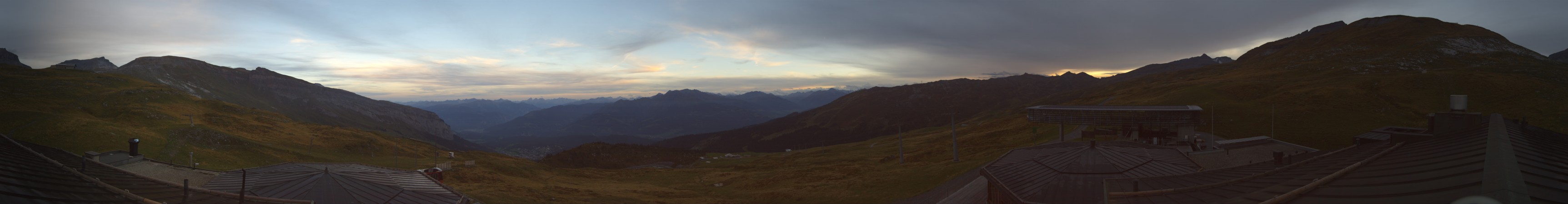 Laax Flims Falera - Weisse Arena Berghaus Nagens snow cam captured at 17 September 2026 at 7:48 pm GMT+2