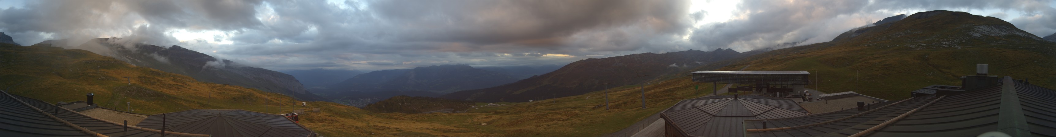 Laax Flims Falera - Weisse Arena Berghaus Nagens snow cam captured at 18 September 2026 at 7:38 pm GMT+2