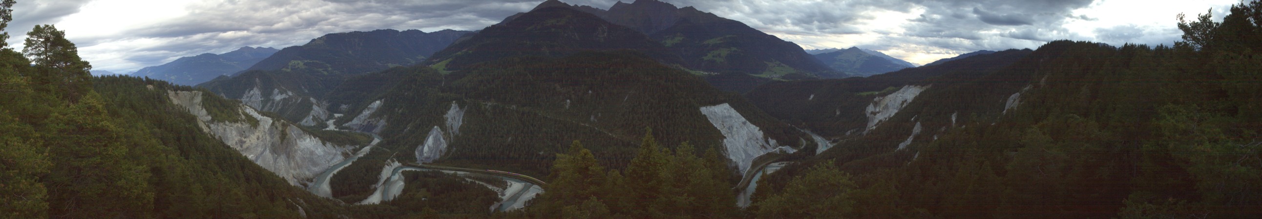 Laax Flims Falera - Weisse Arena Rheinschlucht - Conn snow cam captured at 13 September 2026 at 7:55 pm GMT+2
