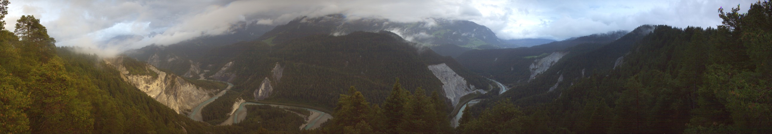 Laax Flims Falera - Weisse Arena Rheinschlucht - Conn snow cam captured at 16 September 2026 at 7:47 pm GMT+2