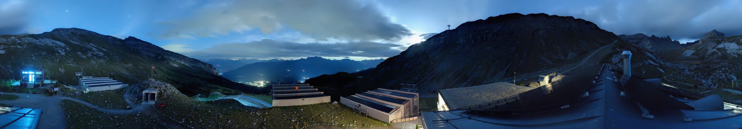 Laax Flims Falera - Weisse Arena Segneshütte snow cam captured at 20 September 2026 at 11:54 pm GMT+2