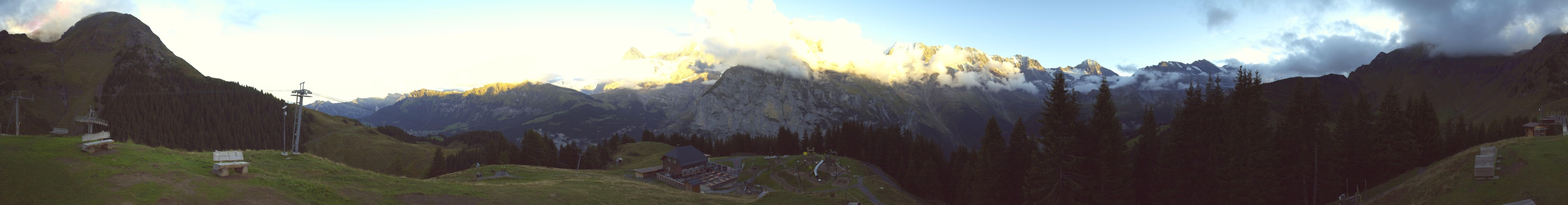 Schilthorn Allmendhubel snow cam captured at 14 September 2026 at 7:35 pm GMT+2