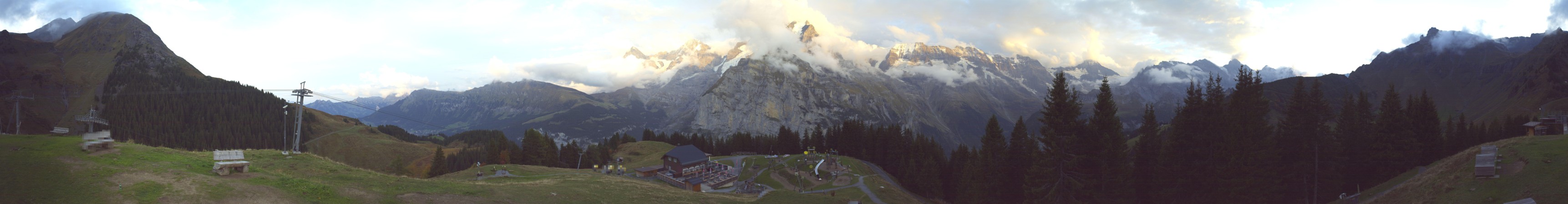 Schilthorn Allmendhubel snow cam captured at 3 October 2026 at 7:08 pm GMT+2