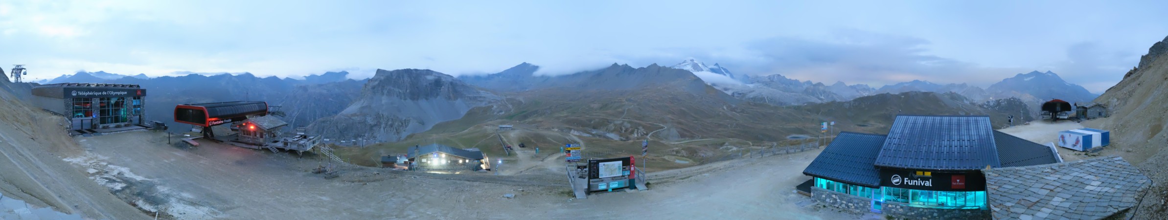 Val d'Isère Bellevarde snow cam captured at 30 September 2026 at 11:59 pm GMT+2