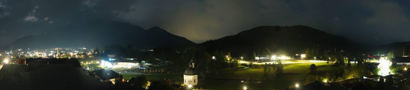 Seefeld Seekirchl Panorama snow cam captured at 1 October 2026 at 11:33 pm GMT+2