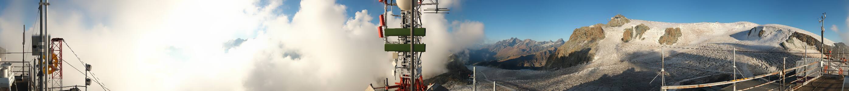 Cervinia Plateau Rosa snow cam captured at 15 September 2026 at 6:46 pm GMT+2