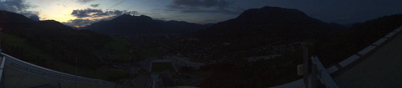 Garmisch-Partenkirchen Olympiaschanze snow cam captured at 4 October 2026 at 7:12 pm GMT+2