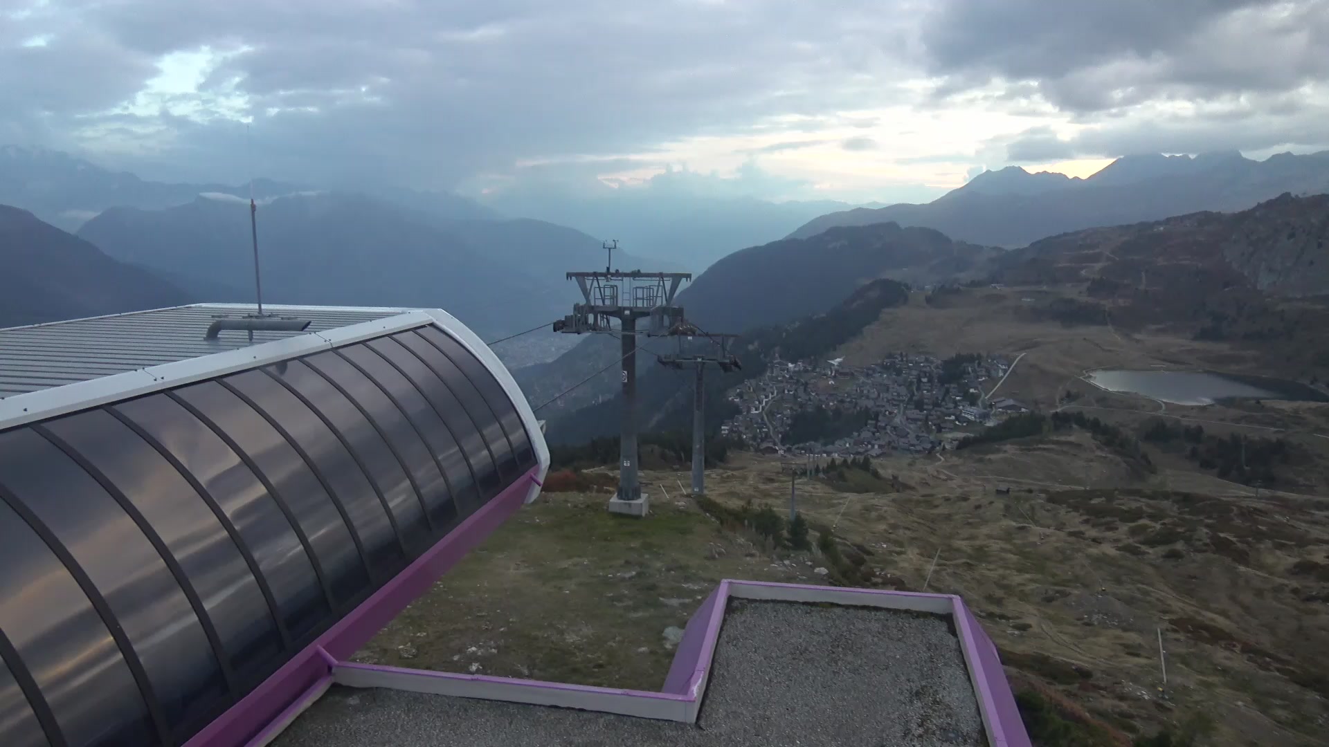 Bettmeralp (Aletsch Arena) Upper Station Wurzenbord snow cam captured at 3 October 2026 at 7:13 pm GMT+2