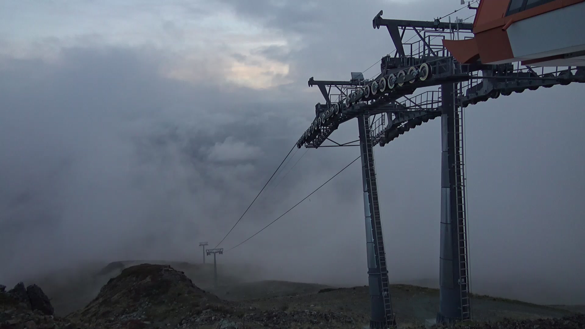 Klosters Dorf Upper Station Schaffürggli snow cam captured at 3 October 2026 at 7:06 pm GMT+2