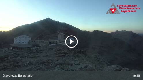 Pontresina Diavolezza Upper Station snow cam captured at 12 September 2026 at 7:54 pm GMT+2