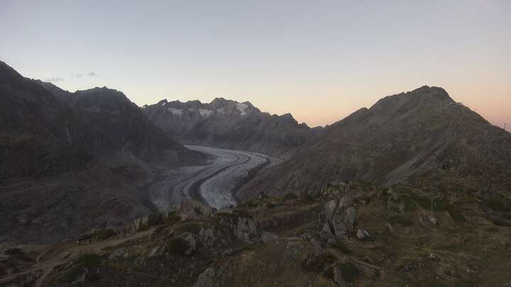 Riederalp (Aletsch Arena) Moosfluh Upper Station snow cam captured at 14 September 2026 at 8:02 pm GMT+2