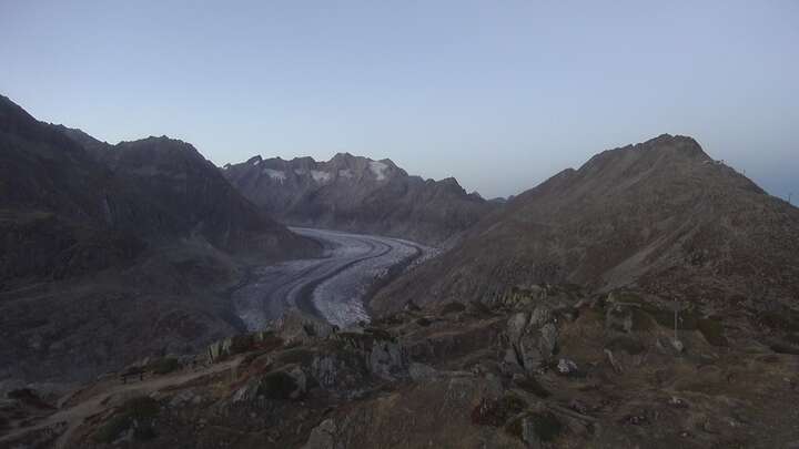 Riederalp (Aletsch Arena) Moosfluh Upper Station snow cam captured at 27 September 2026 at 7:41 pm GMT+2